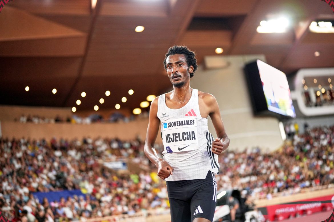 Yomif Kejelcha (ETH) wins the Men's 5000m in a new Meeting Record of 12:49.46 at the meeting Herculis EBS in Monaco, part of the Wanda Diamond League, on Friday 11 July 2025 / Photo credit: Sonya Maleter for Meeting Herculis EBS