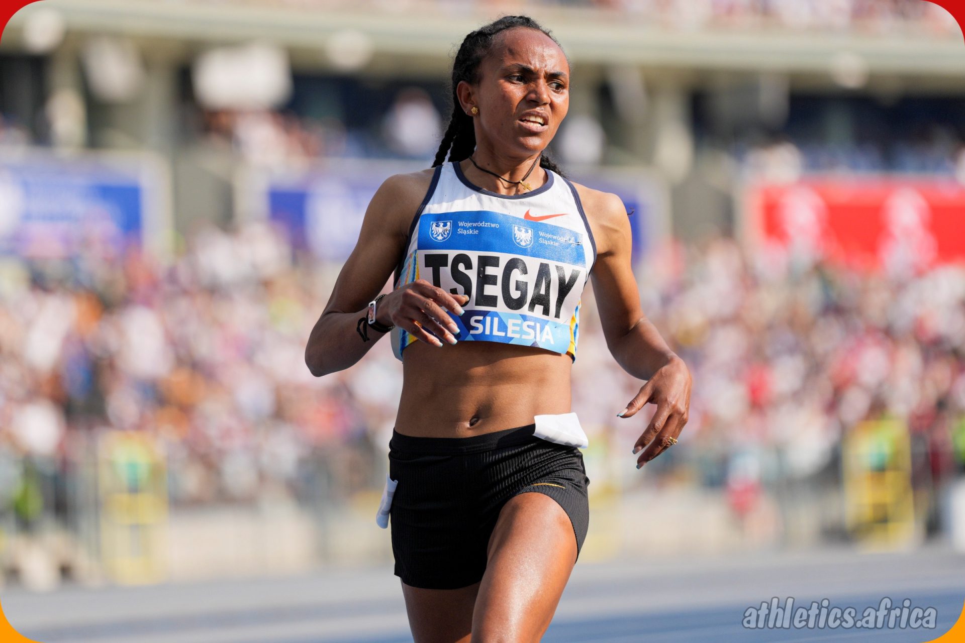 Gudaf Tsegay (ETH) wins the Women’s 1500m with a time of 3:50.62 in a new Meeting Record at the Silesia Kamila Skolimowska Memorial, part of the Wanda Diamond League, on Saturday August 16, 2025 in Silesia, Poland / Photo: Dan Vernon for Diamond League AG