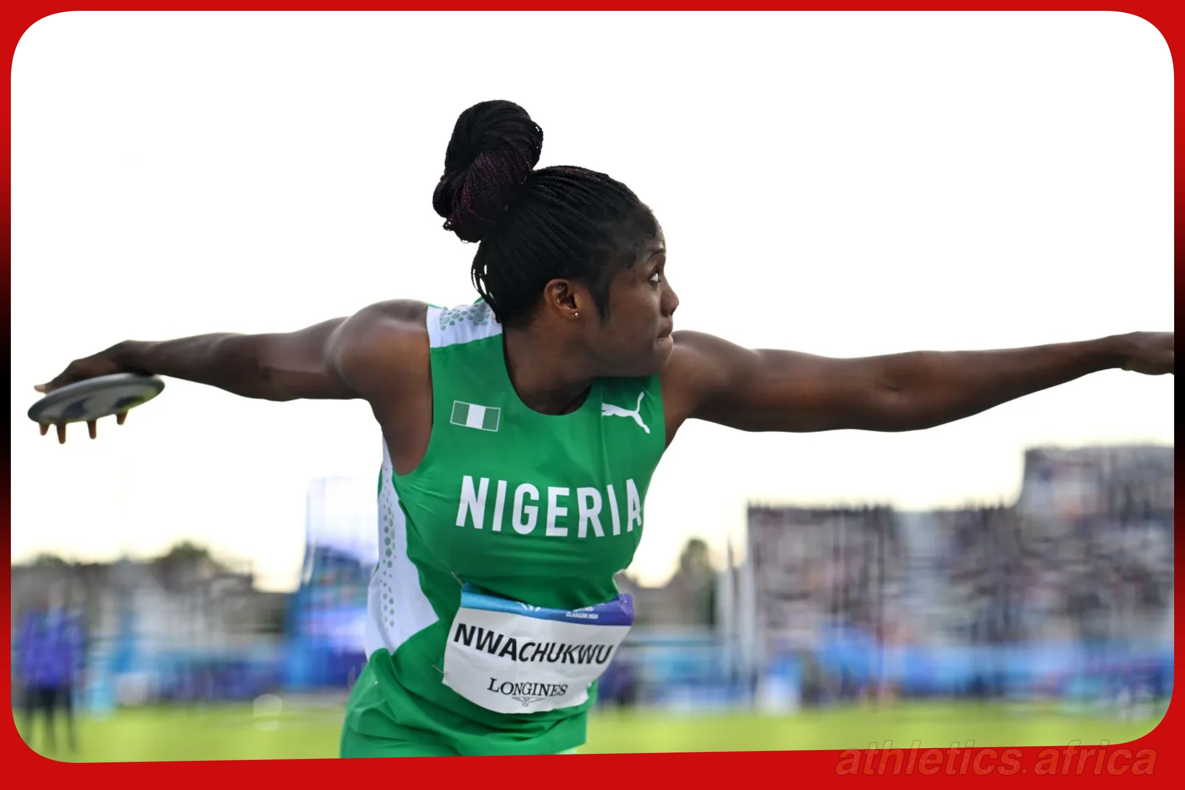 Goodness Nwachukwu breaks her own world record in Women's Discus Throw F42 at the Commonwealth Games in Glasgow / Photo credit: Mattia Ozbot / Getty Images